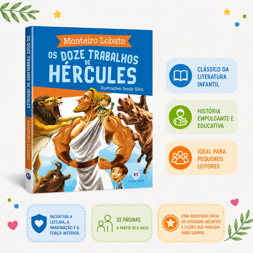 Livro Os Doze Trabalhos de Hércules Monteiro Lobato Sítio do Picapau Amarelo Ciranda Cultural