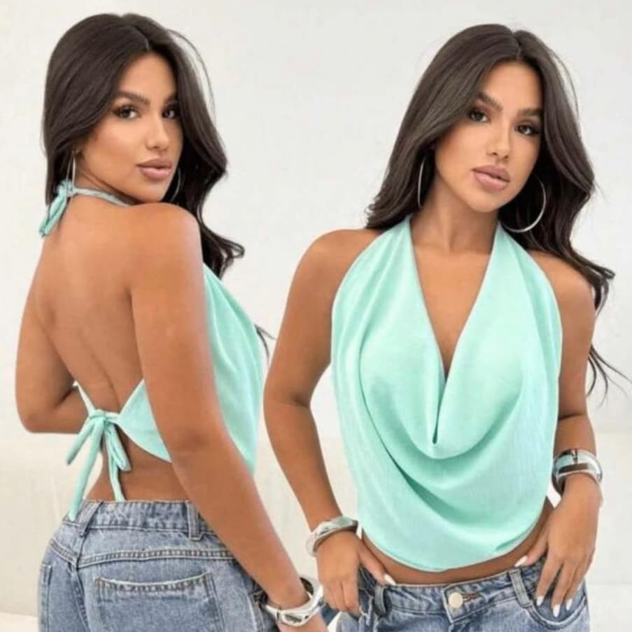 Blusa Feminina Gola Boba Tecido Duna Versátil e Sofisticada Moda Verão.