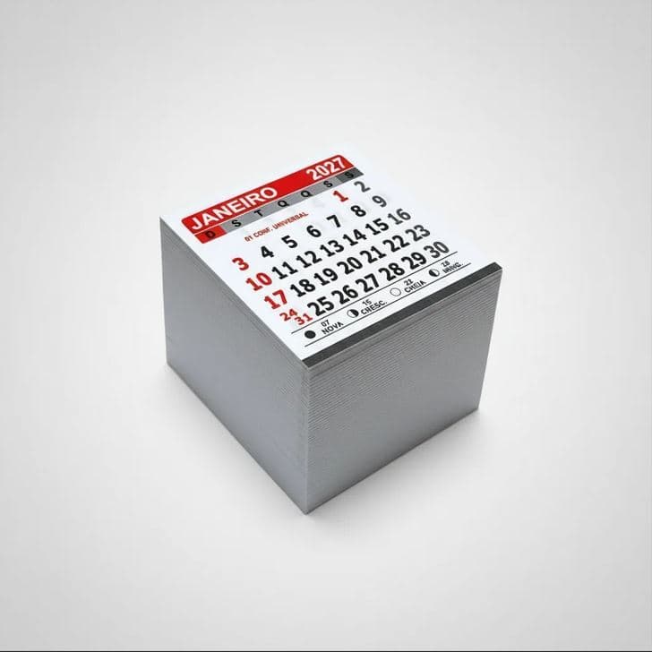 MINI BLOQUINHO CALENDÁRIO 2027 5X5CM P/ IMÃ GELADEIRA 1000UN