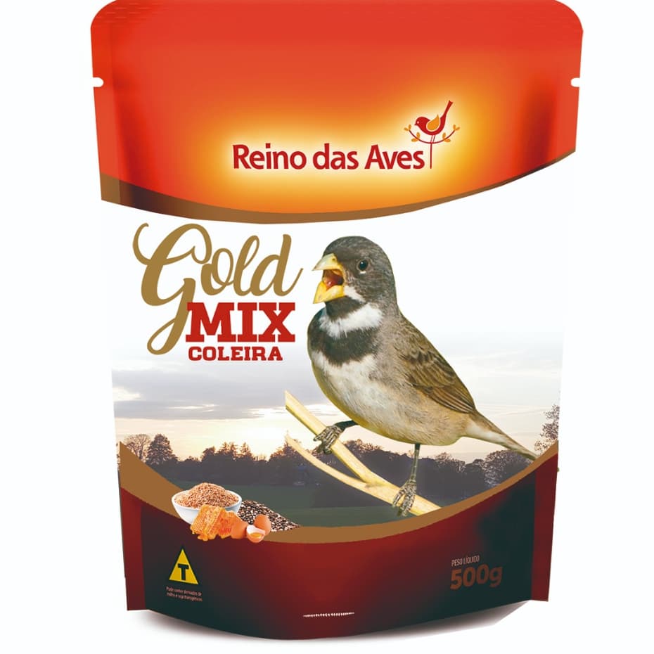 Reino das Aves Coleira Gold Mix 500g Alimento Completo para Coleira com Sementes Selecionadas