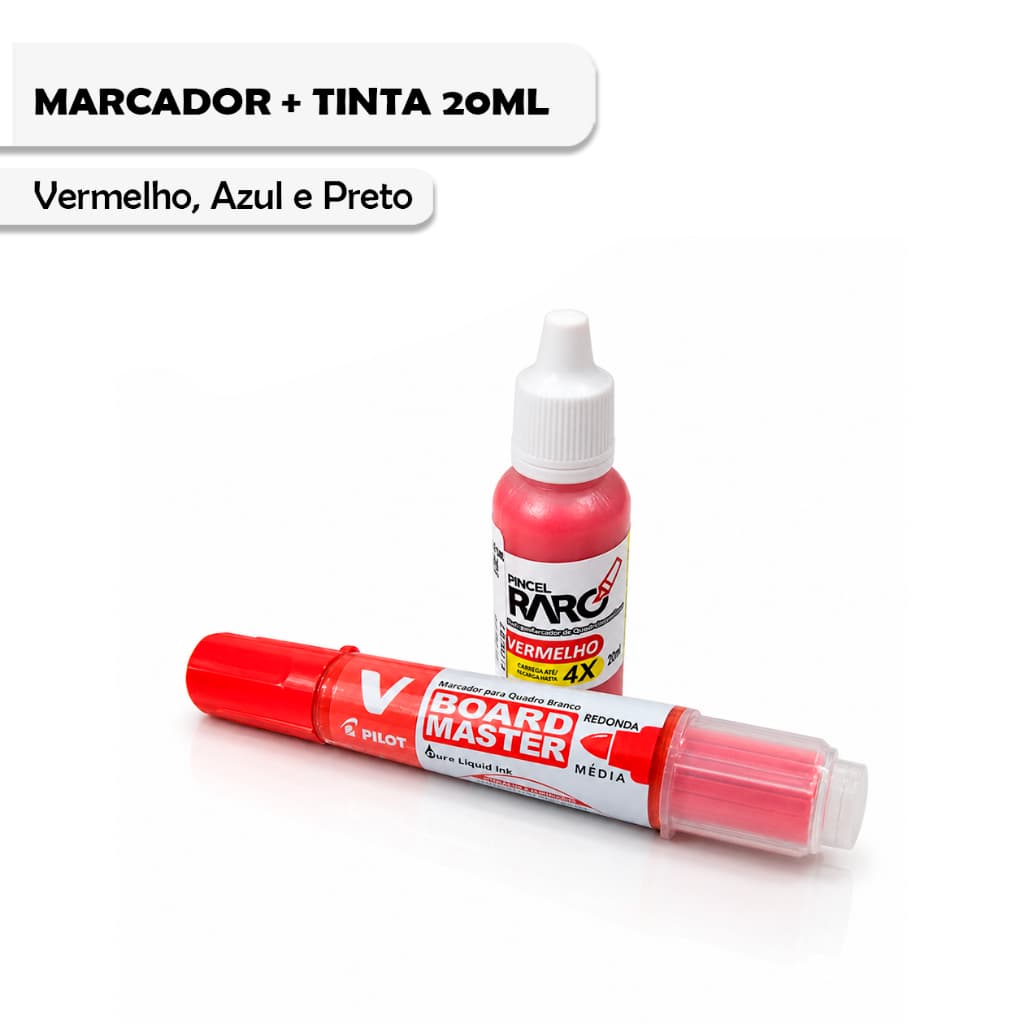 Kit Pincel Quadro Branco Pilot V Board Master Tinta 20ml Refil