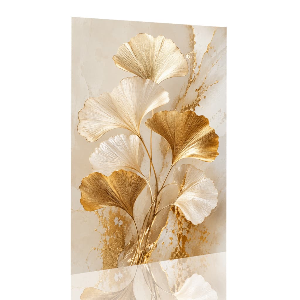 Quadro Decorativo Folhas Ginkgo Douradas Luxo Botânico Moderno Sala Quarto