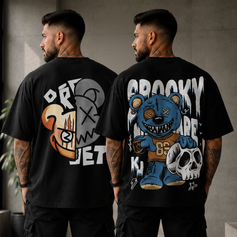 Kit 2 Camiseta Oversized Masculina Estampada