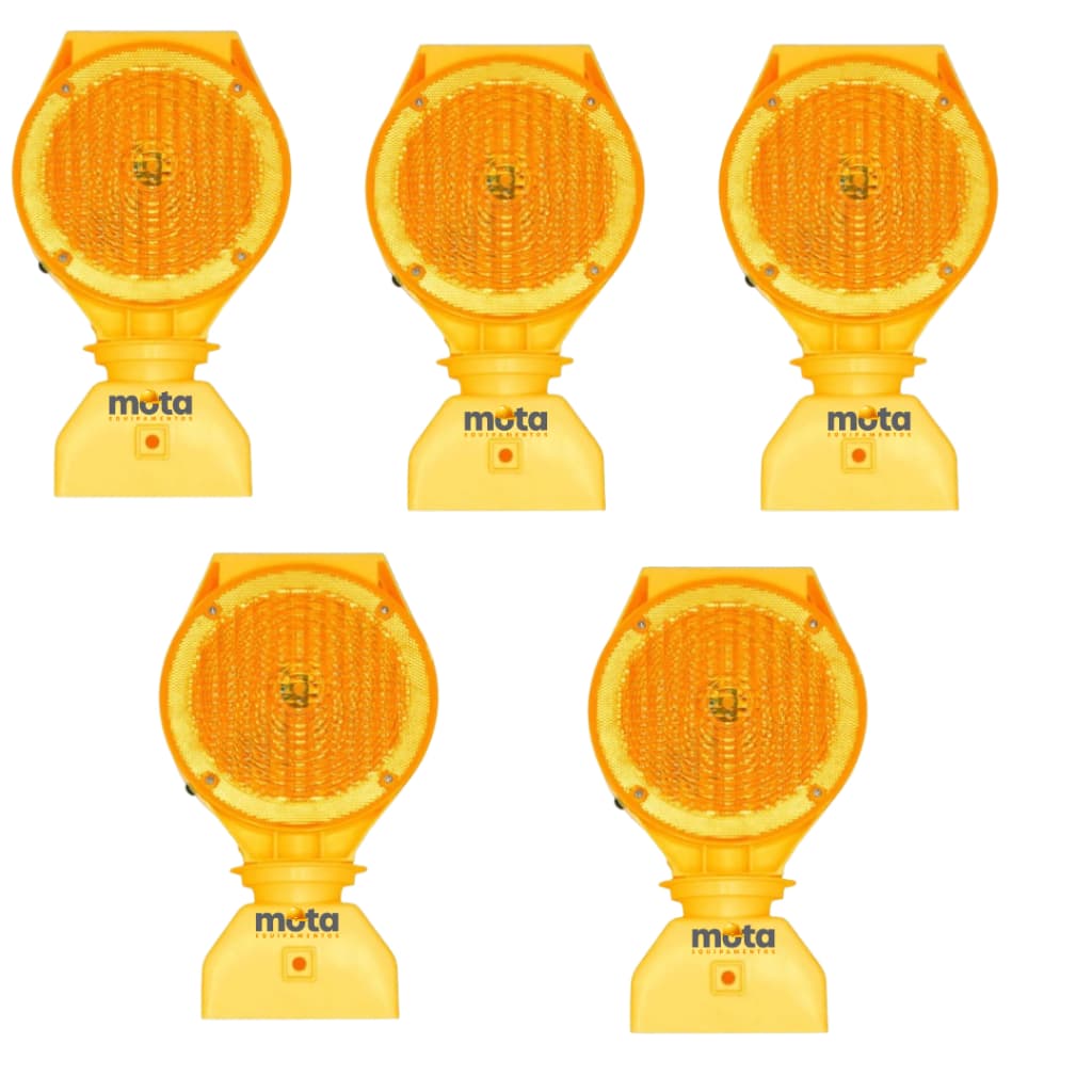Kit 5 Sinalizador Viário Para Cone Led Com Placa Solar - Obras