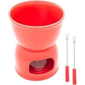Aparelho de Fondue de Porcelana 6 Peças 400ml Vermelho para 2 Pessoas