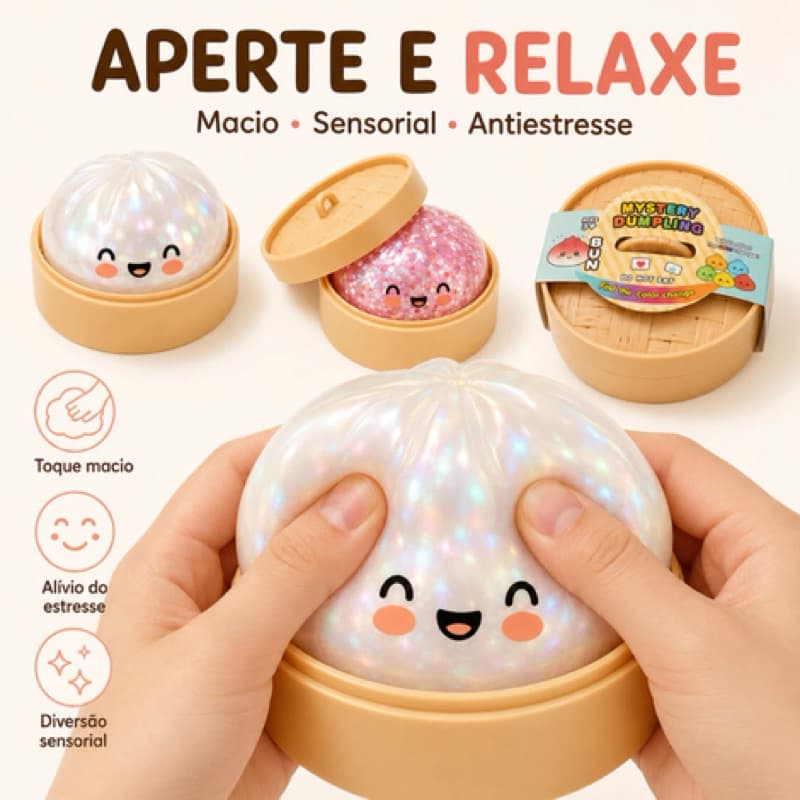 Pãozinho Squishy com Bolinha e Glitte