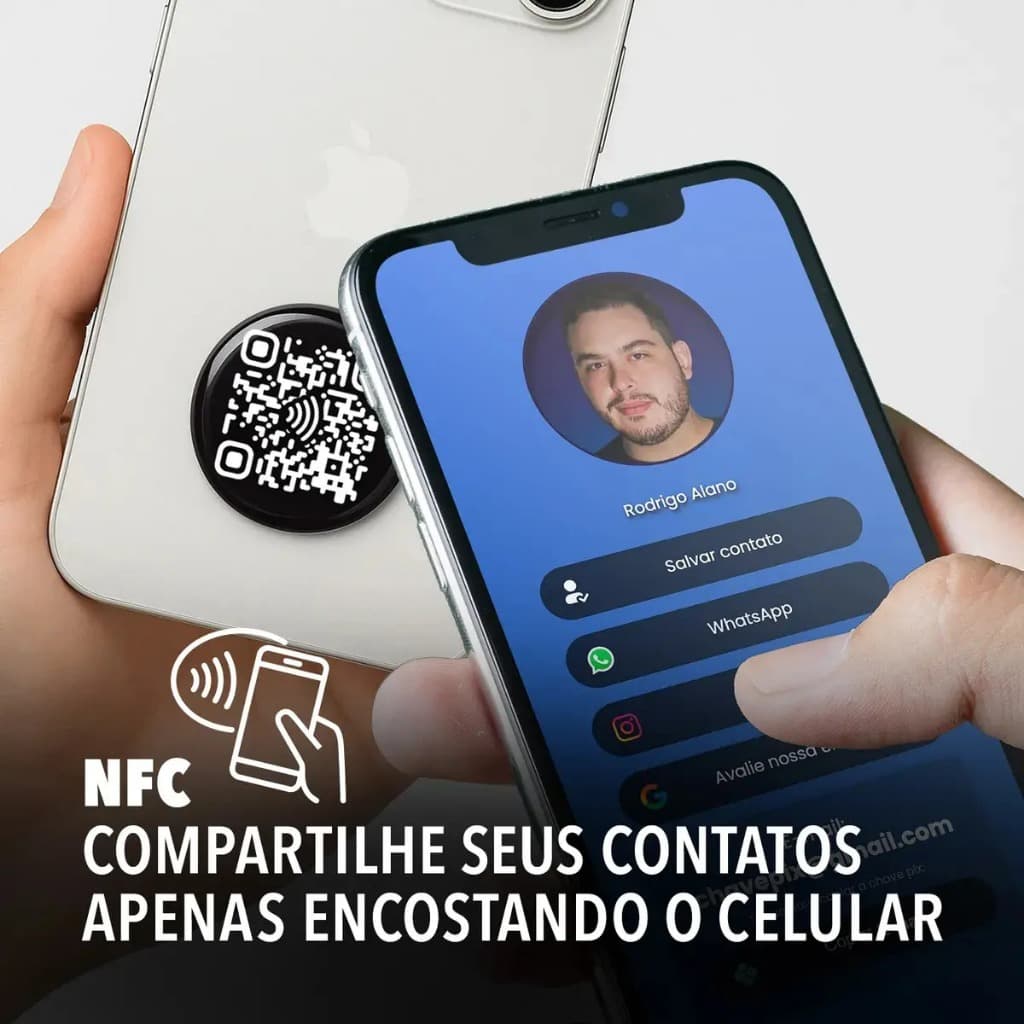 Cartão De Visita Digital  Tag Nfc + Qr Code + Ntag215 35mm