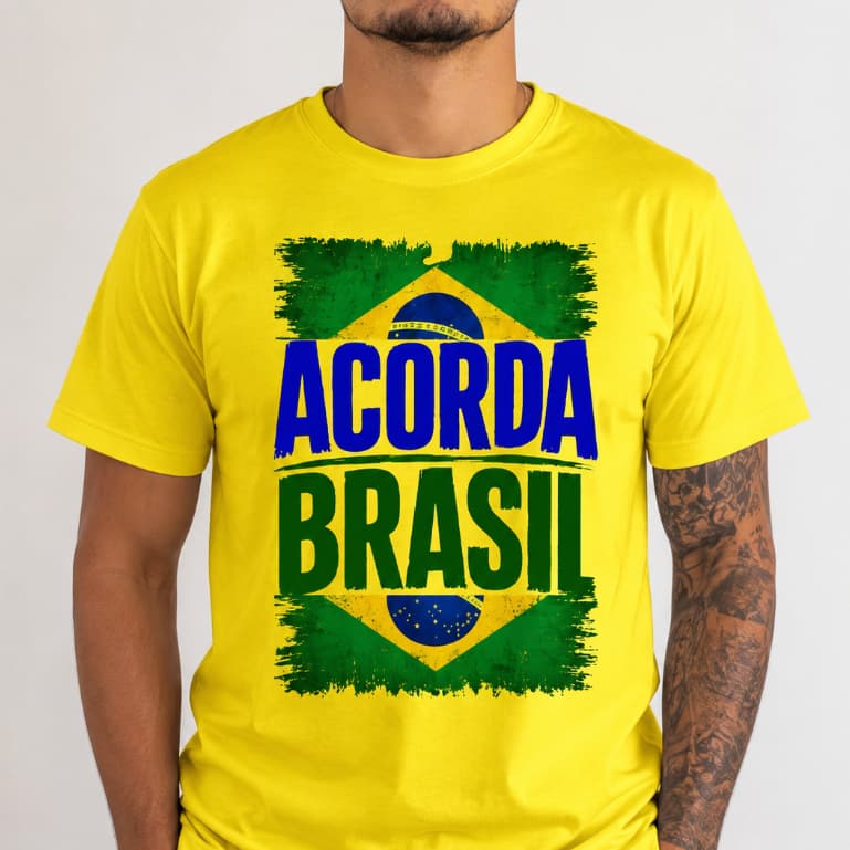 Camiseta Acorda Brasil Camisa Masculina Politica 100% Algodão