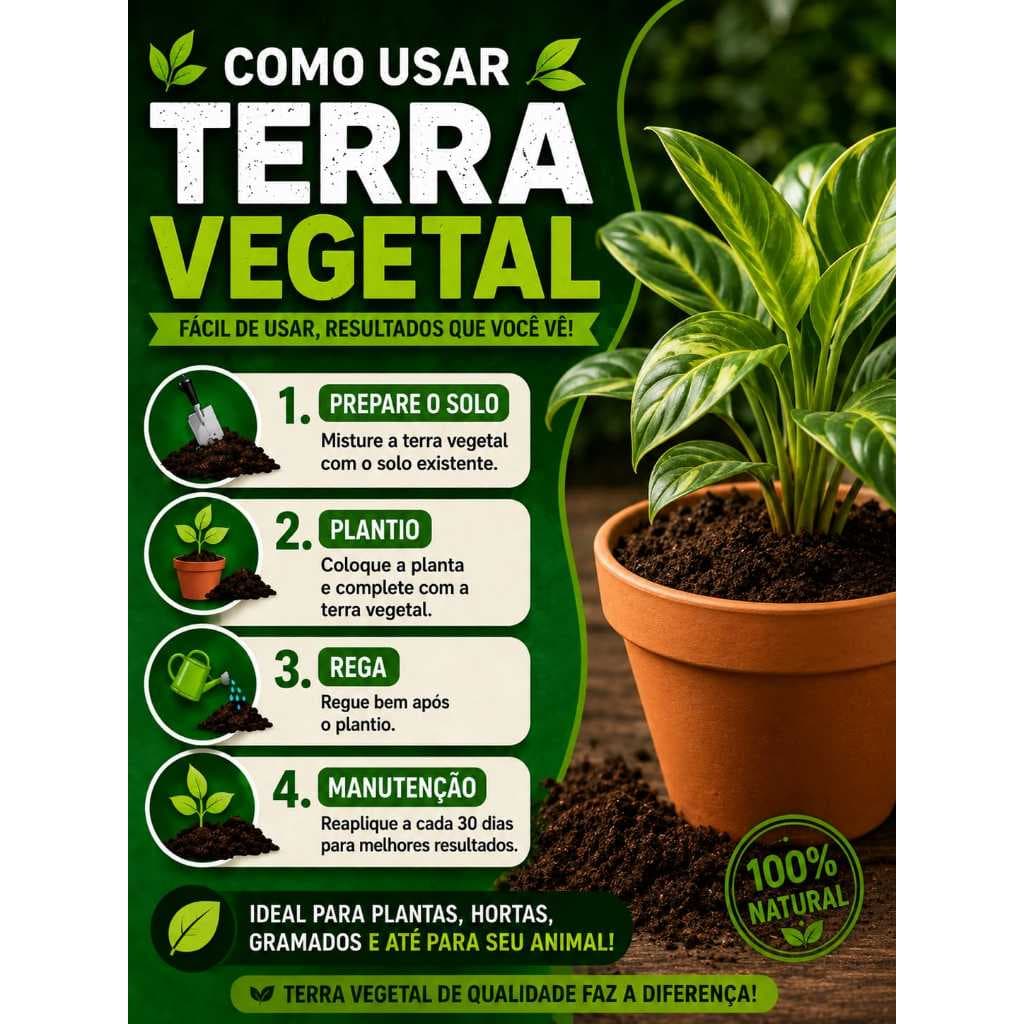 Terra Organica Vegetal Adubada Para plantas/hortas/flores/vasos2kg -5kg
