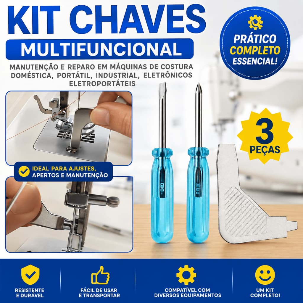 Kit 3 Ferramentas Chaves Manutenção de Máquinas de Costura Mini Chave de Fenda / Cruzada  / Philips Conserto Eletrônicos
