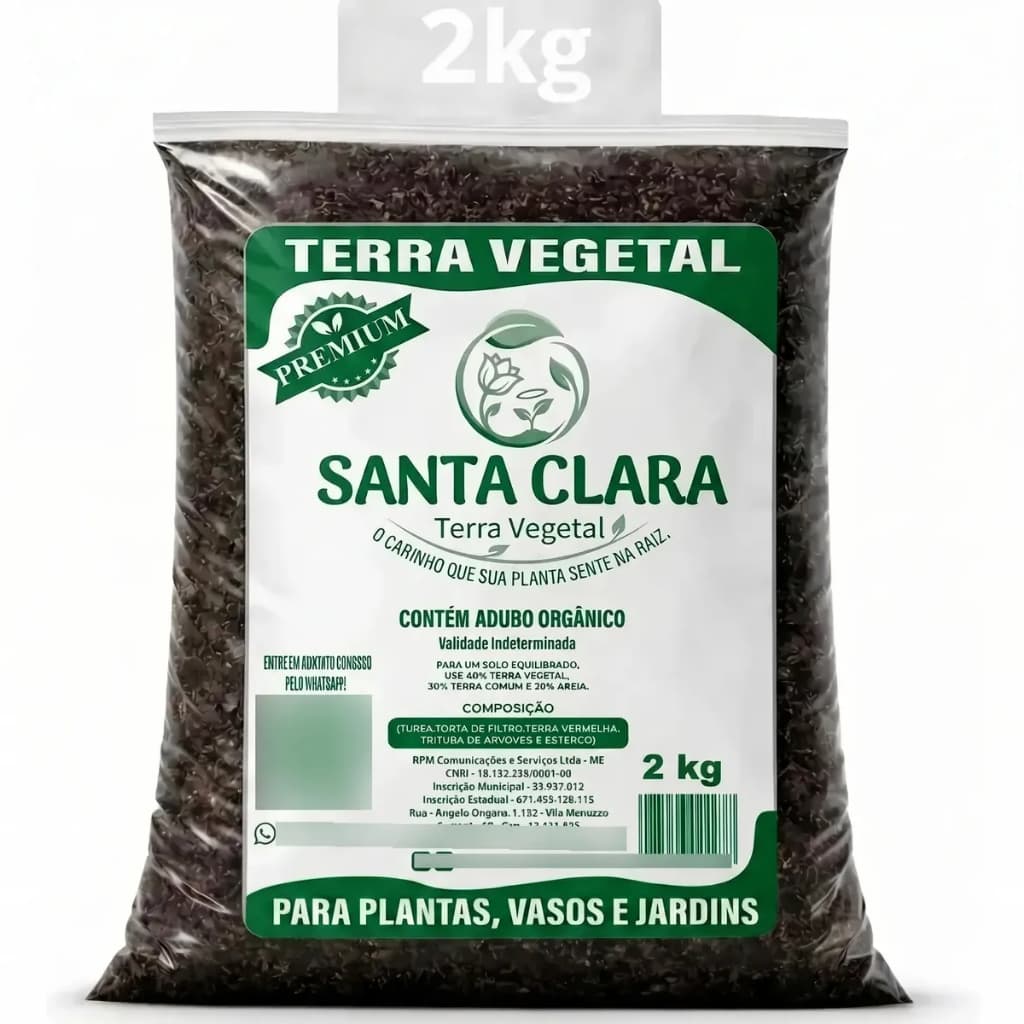 Terra Vegetal Santa Clara Premium 2kg Adubada Pronta Para Uso
