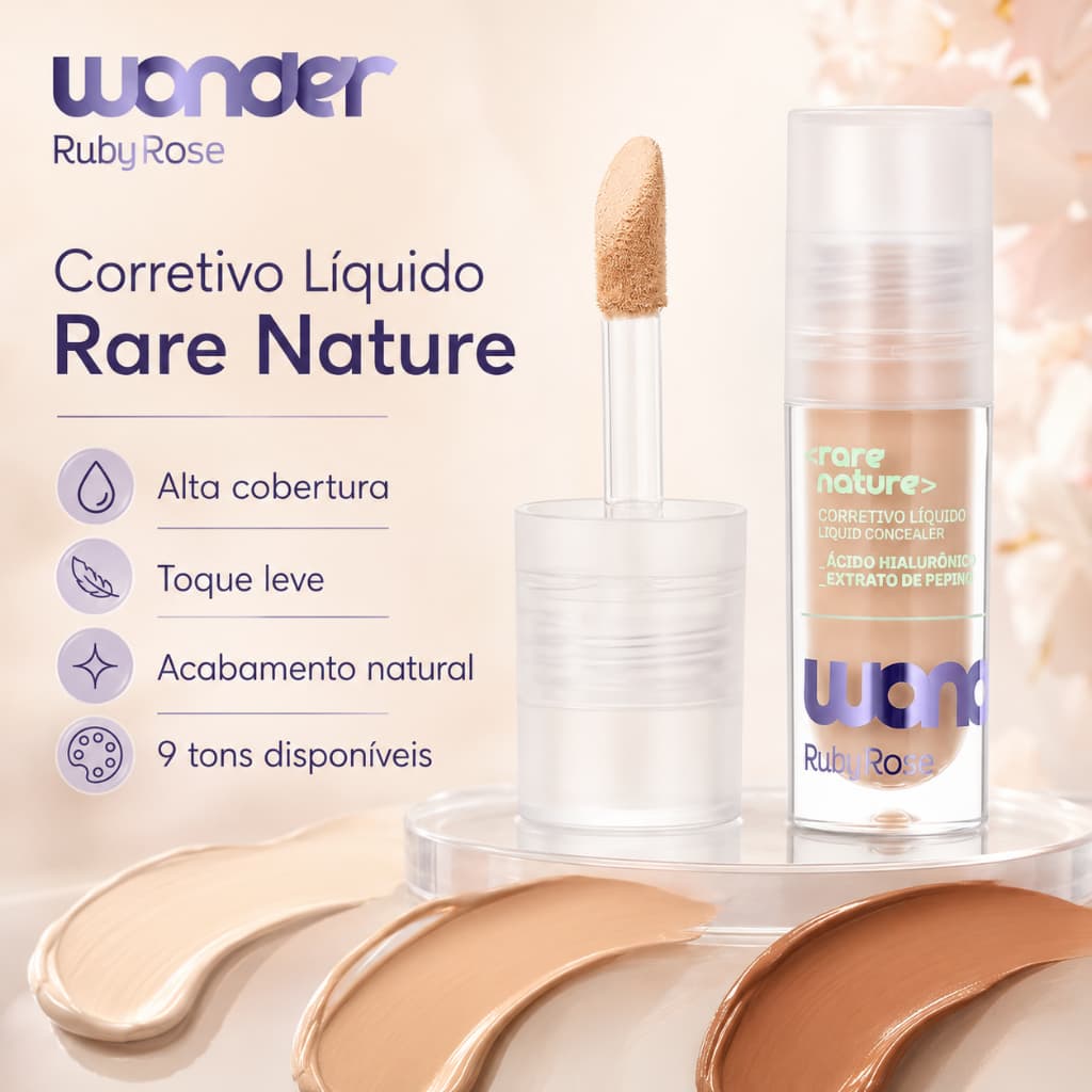 Corretivo Líquido Rare Nature Wonder Ruby Rose Alta Cobertura
