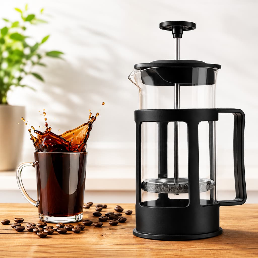 Cafeteira Francesa 600ml Preta com Coador Permanente em Aço Inox para Café e Chá coador de cafe