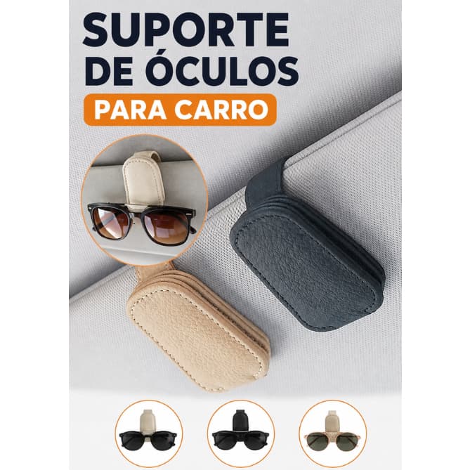 Suporte de Óculos para Carro Porta Óculos Clipe Magnético em Courino