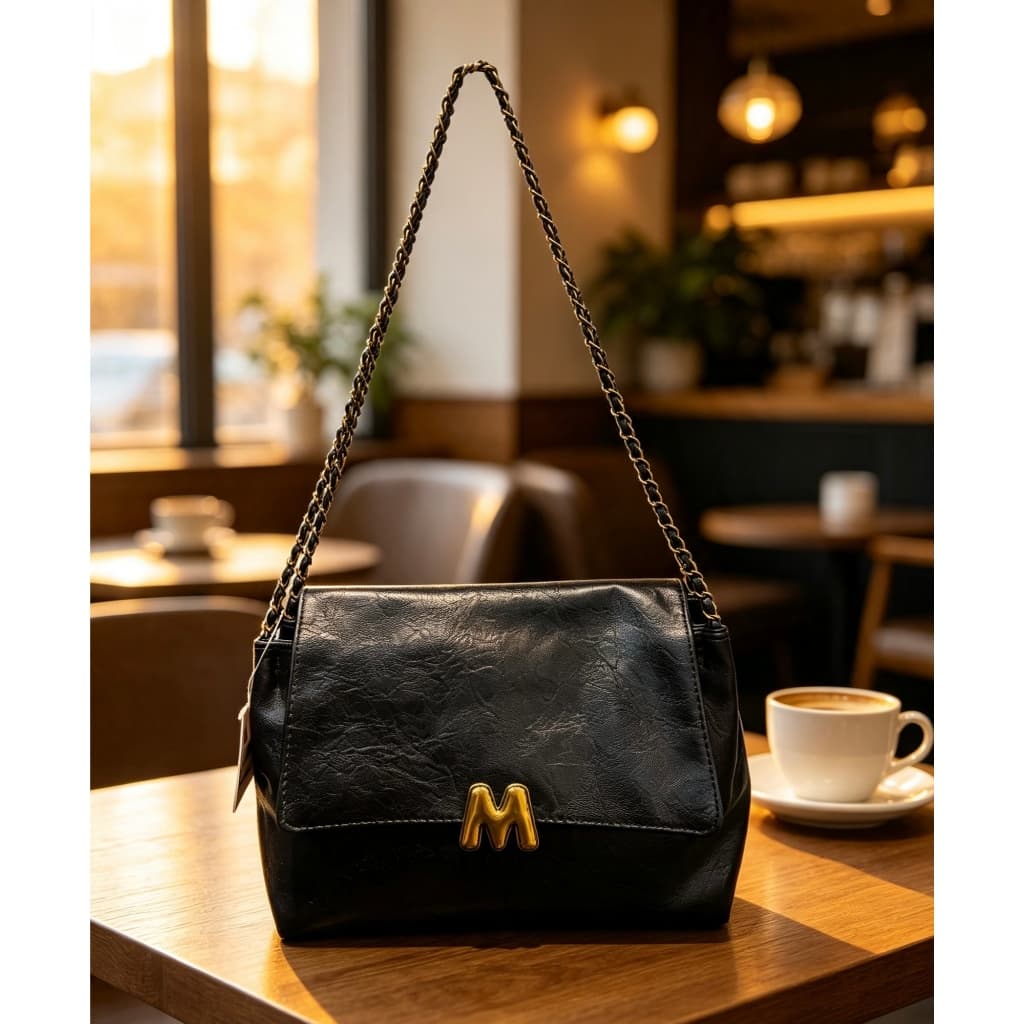 Bolsa Tiracolo Corrente Marrom M, Bolsa Grande de Ombro Vintage para Dia a Dia e Café