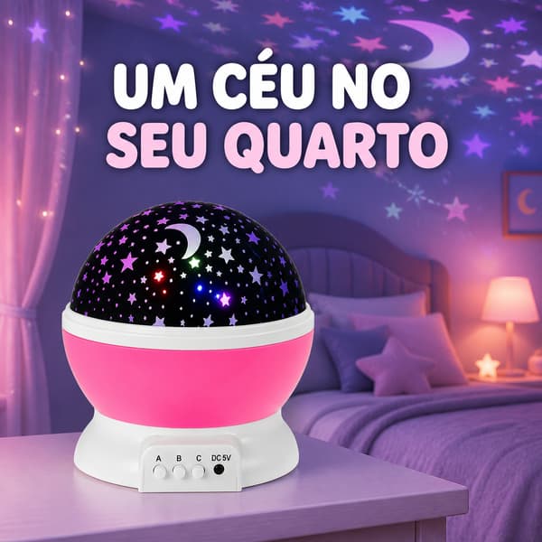 Projetor de Estrelas e Lua LED com Luzes Coloridas, Modos de Iluminação, Alimentação 5V para Quarto Infantil e Decoração