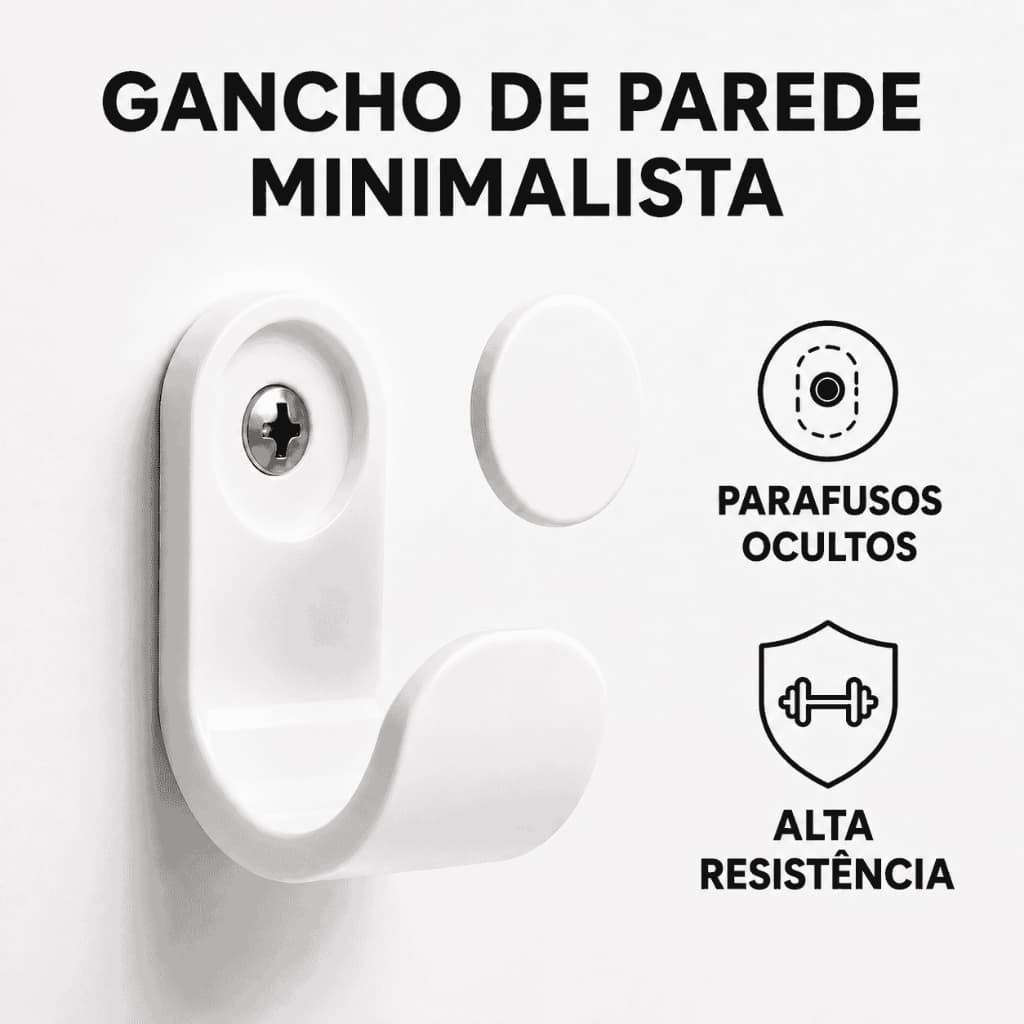 Kit 5/10 Ganchos de Parede Minimalista Organizador Banheiro Cozinha Suporte Toalhas Chaves Bolsas