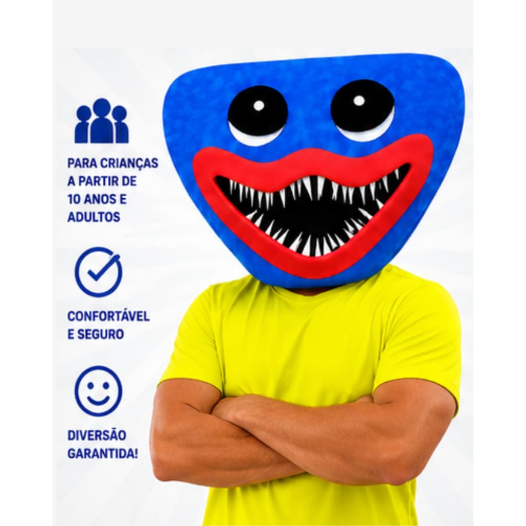 Cabeção Huggy Wuggy em Espuma Rígida Alta Densidade | Máscara para Festas, Eventos e Fantasias