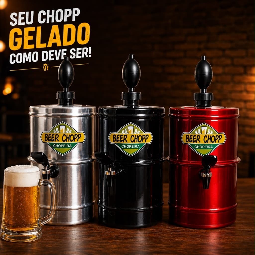 Chopeira Portátil 5,1 Litros a Gelo Beer Chopp com Serpentina e Torneira Italiana