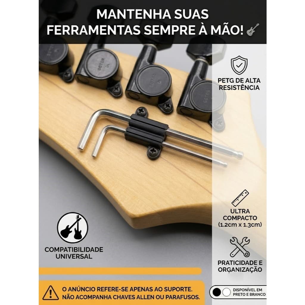 Suporte para Chaves Allen para Headstock de Guitarra - Porta Chaves Allen para Guitarra Floyd Rose