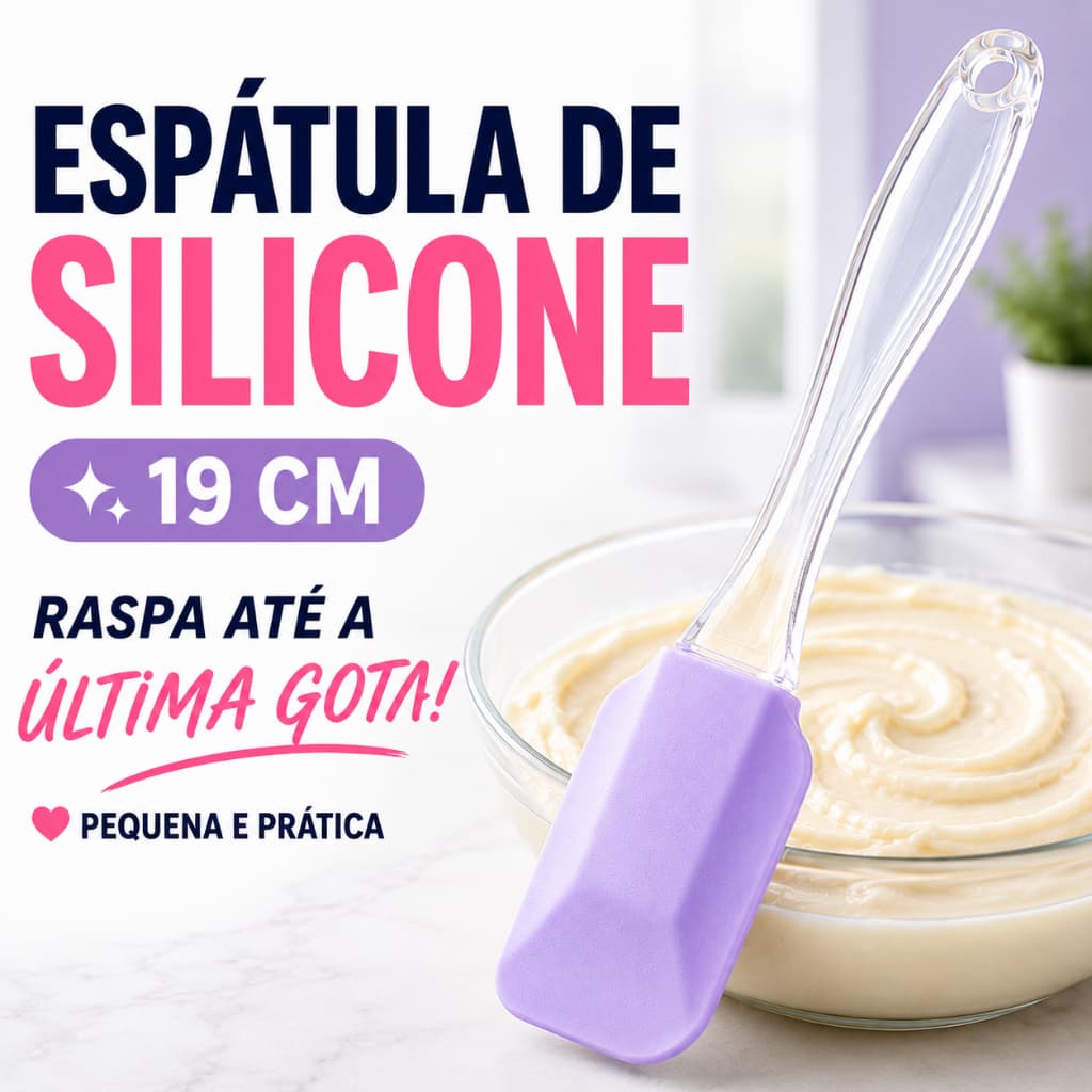 Espátula de Silicone Pequena 19cm Pão Duro Flexível para Bolo Massa Brigadeiro Creme Confeitaria Cozinha
