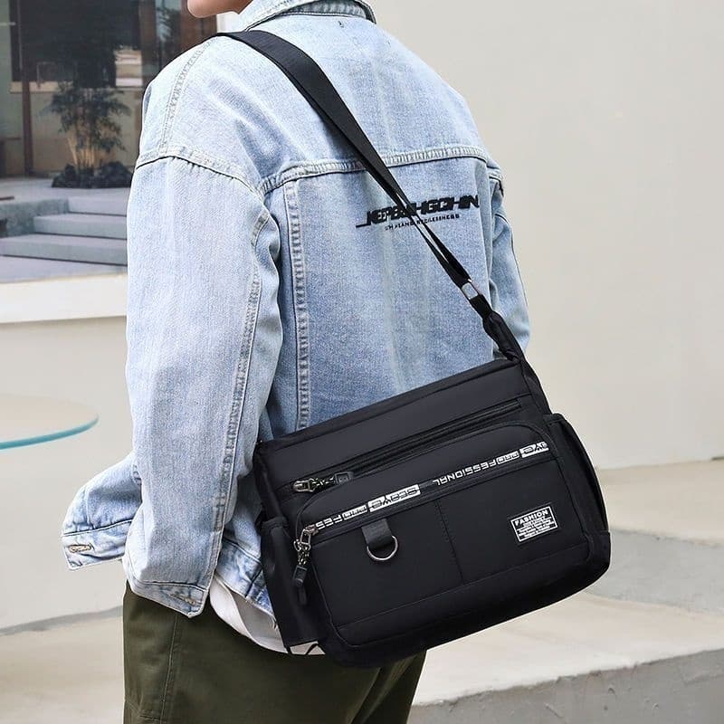 Grande capacidade bolsa de ombro mochila resistente impermeável Nylon saco de masculino crossbody