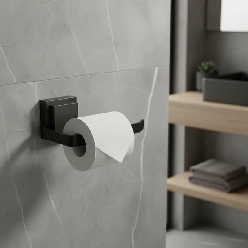 Porta Papel Higiênico Preto Papeleira Com Ventosa SF.Max
