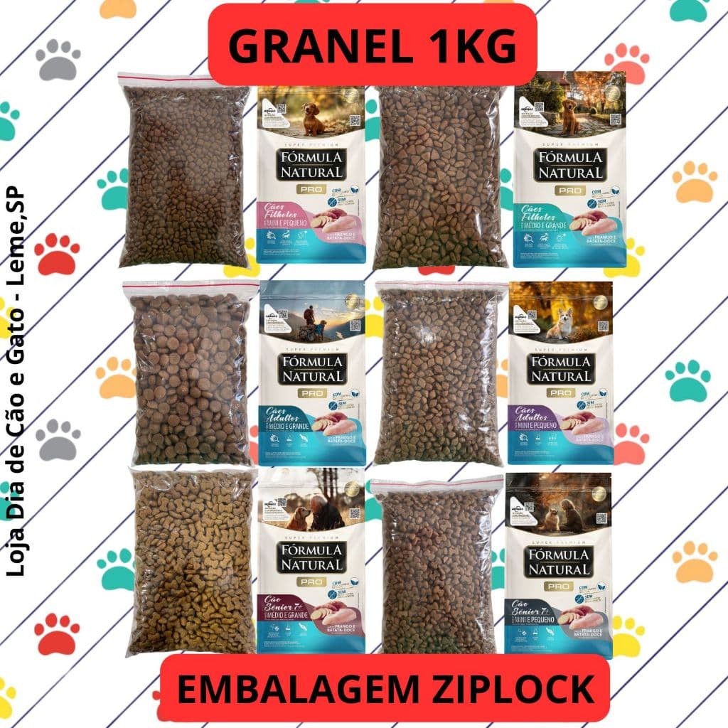 GRANEL 1KG - Fórmula Natural Pro Cachorros com Batata Doce e Sem Transgênicos
