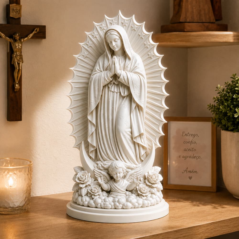 Imagem Nossa Senhora de Guadalupe Escultura Religiosa 15cm 20cm Decoração Cantinho da Oração Presente de Fé