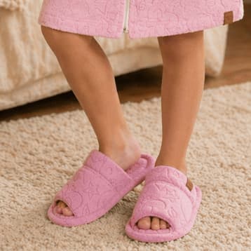 Pantufa Infantil Feminina Aberta Atoalhada Anatômica Macia Confortável