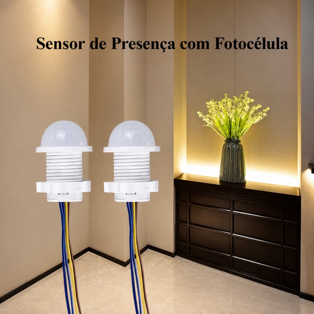 Sensor De Presença Com Fotocélula Capta movimento somente no escuro Para Luminária 110-220v