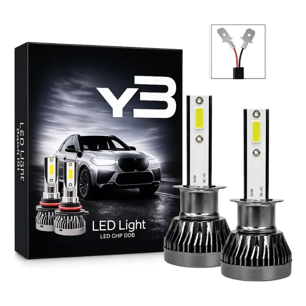 Par Lâmpada Led Y3 Mini 22000 Lumens 6500k Nano Led H11 Hb3 Hb4 H1 H3 H7 H27