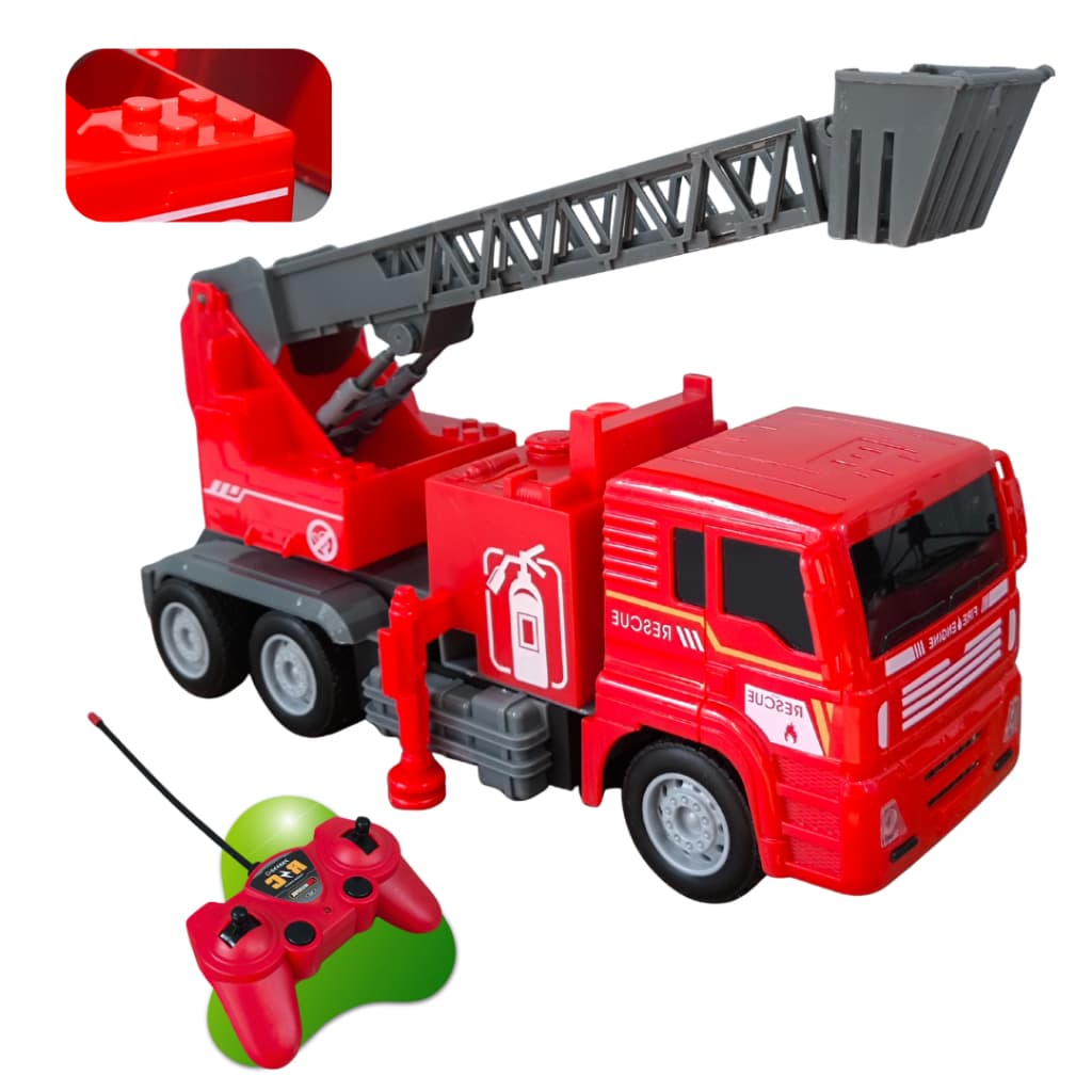 Brinquedo Carro Caminhão Bombeiro Vermelho Som Led Escada Móvel