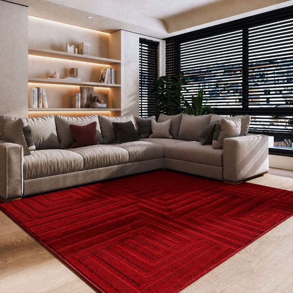 Tapete de Sala Grande 2,00m x 2,40m Itália Vermelho Aveludado Premium Várias Cores Antiderrapante Moderno