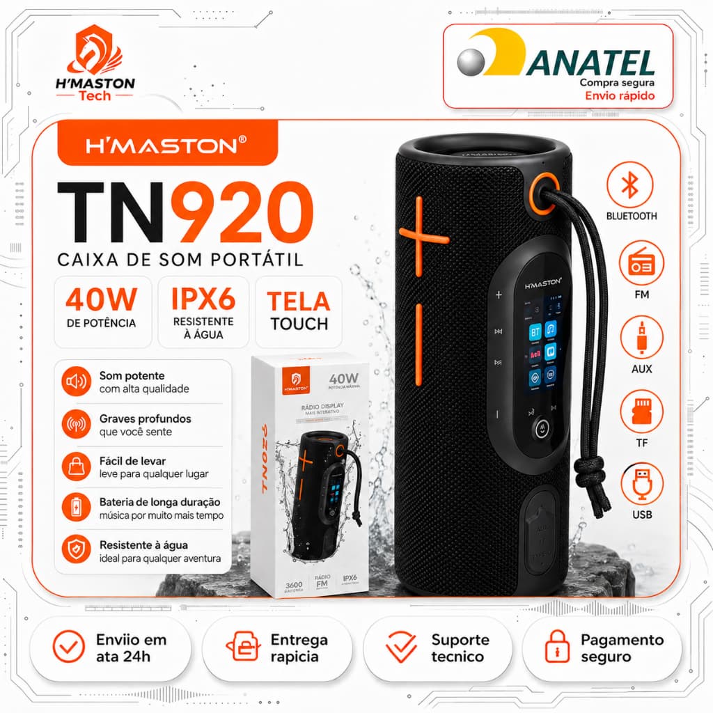 H’Maston TN920 40W Caixinha De Som Bluetooth Caixa De Som Bluetooth Portátil Som Caixa Bluetooth Caixa De Som Blootooth