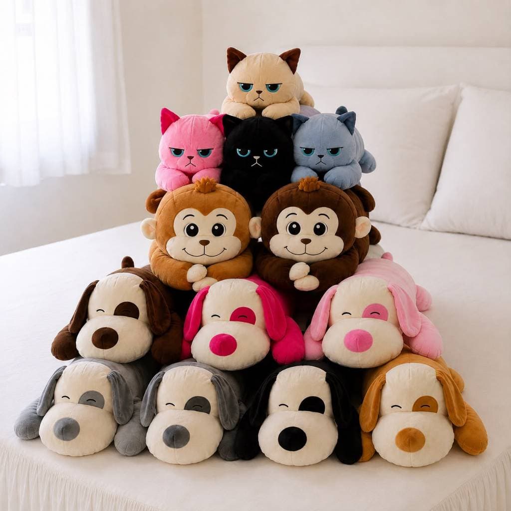 Travesseiro de Corpo Xuxão Almofada de Pelúcia Stitch Cachorro Gato Macaco Banguela Capivara 1,10metros e 65cm Com Zíper
