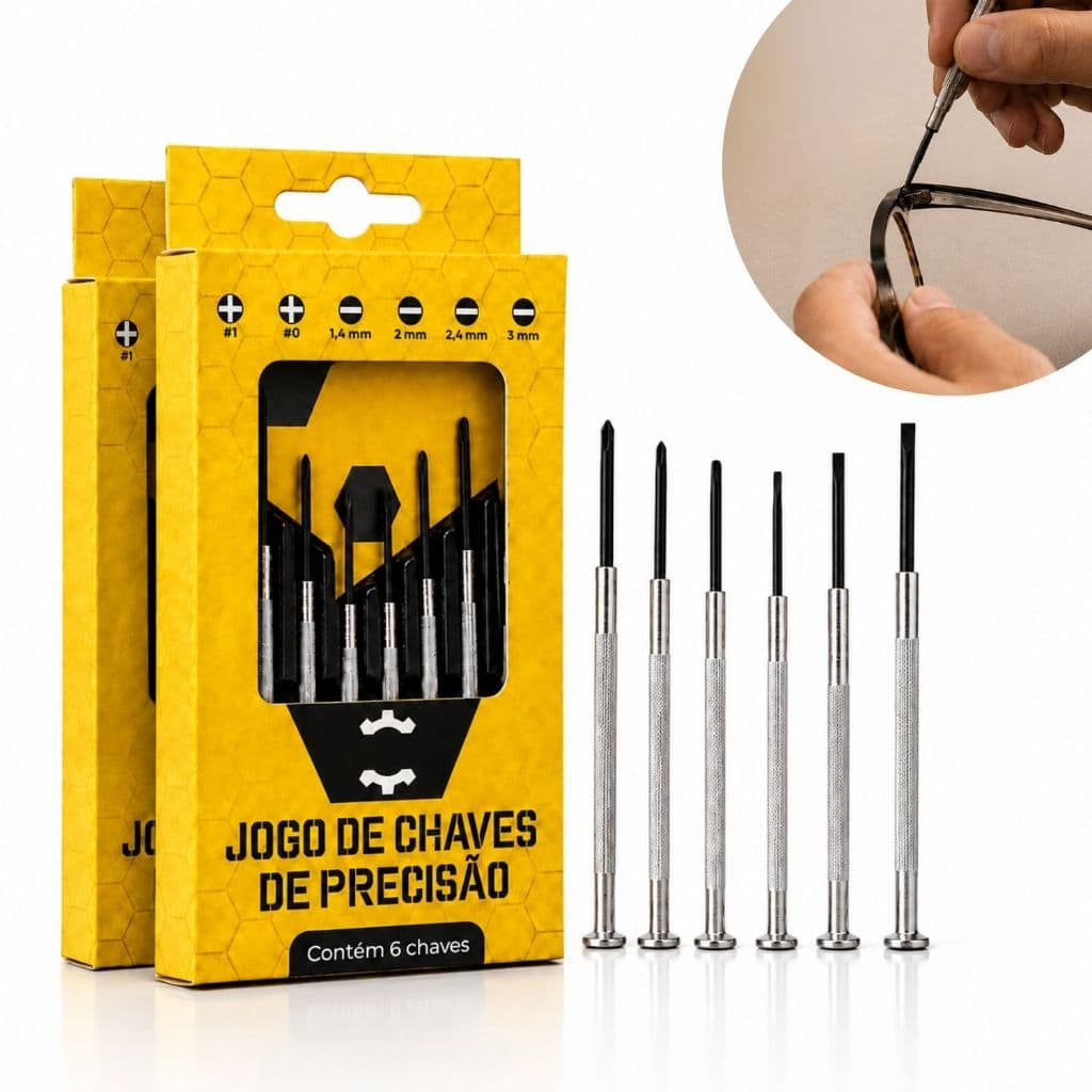 Jogo com 12 / 6 Chaves de Precisão Phillips e Fenda para Óculos Relógios Celular e Eletrônicos