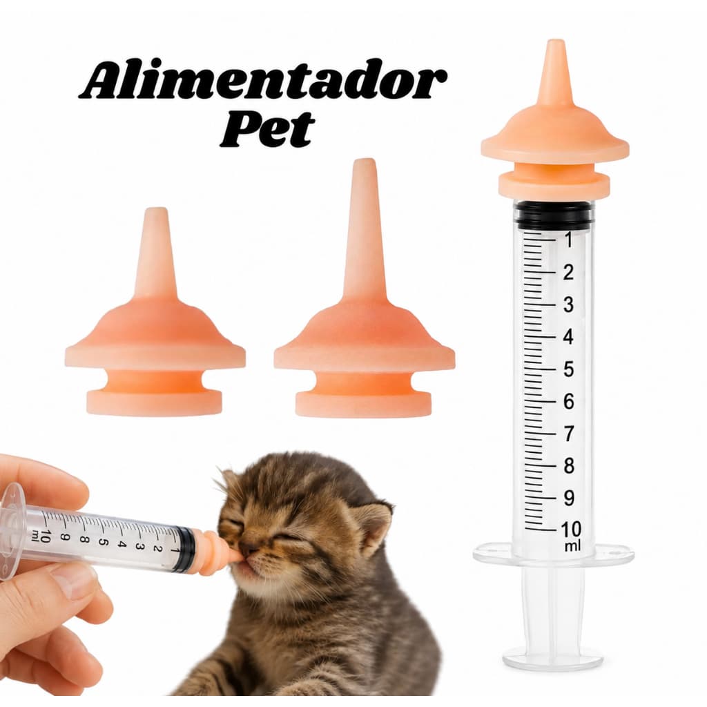 Bico alimentador Pet amamentação com seringa mamilo filhote cão gato mamadeira