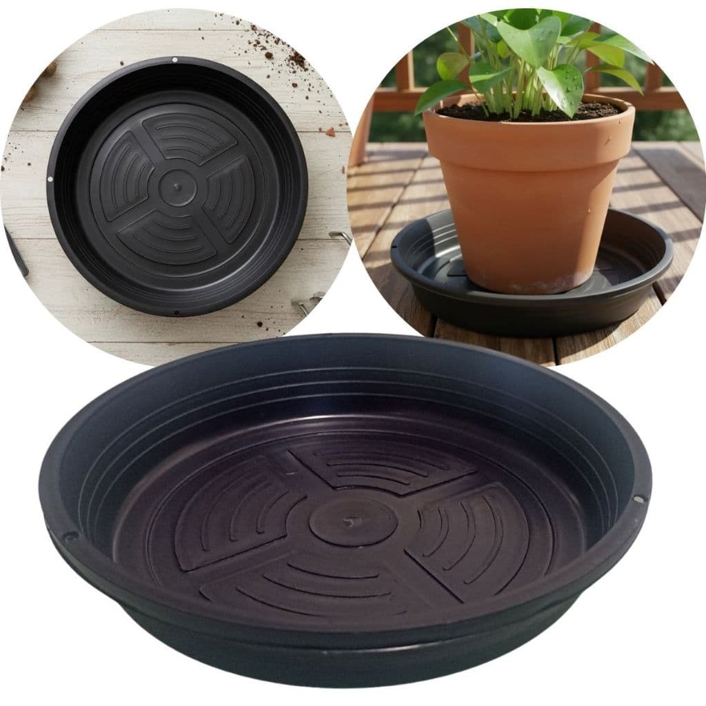 Kit 3 Prato De Vaso 23cm Planta Pratos Médios Para Planta Plástico Preto Coletor de Agua