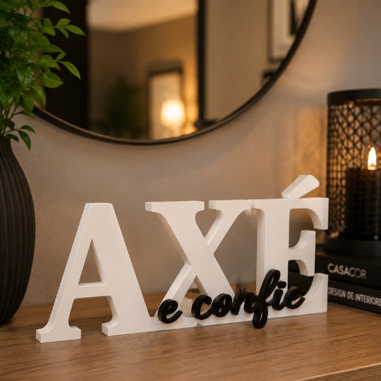 Letreiro AXÉ e Confie Decorativo de Mesa – Decoração Religiosa Umbanda Candomblé Fé e Espiritualidade