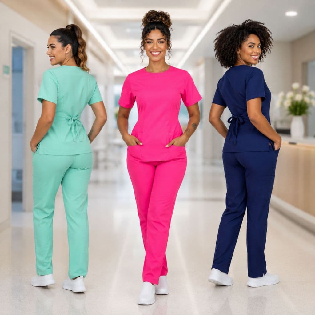Pijama Cirúrgico Feminino Scrub Hospitalar Acinturado Oxford Premium Elastano Uniforme Profissional