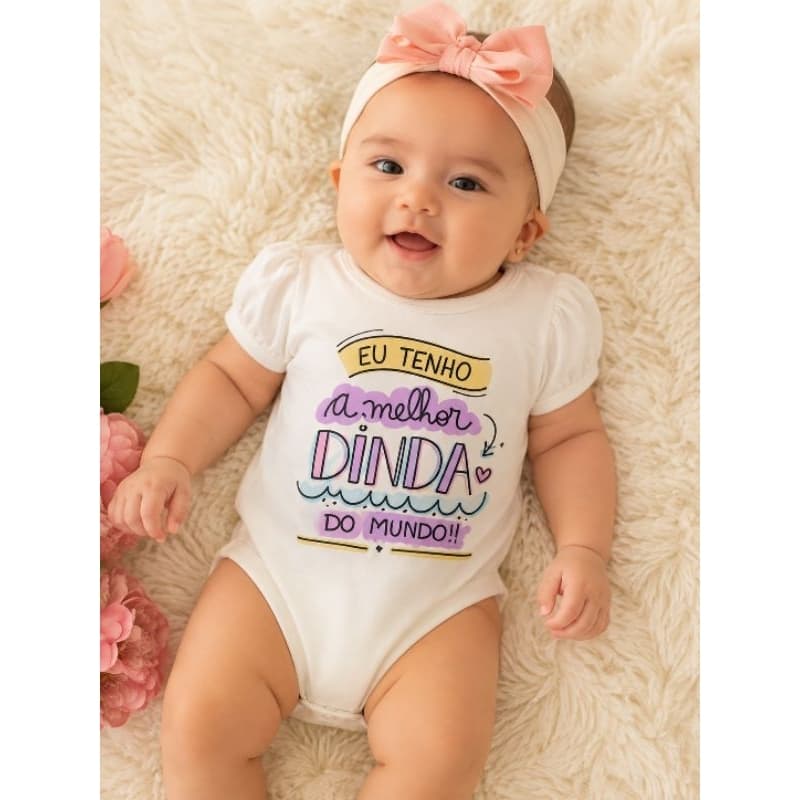 Body Bebê “Eu Tenho a Melhor Dinda do Mundo” | Body Menina Feminino | Presente para Dinda