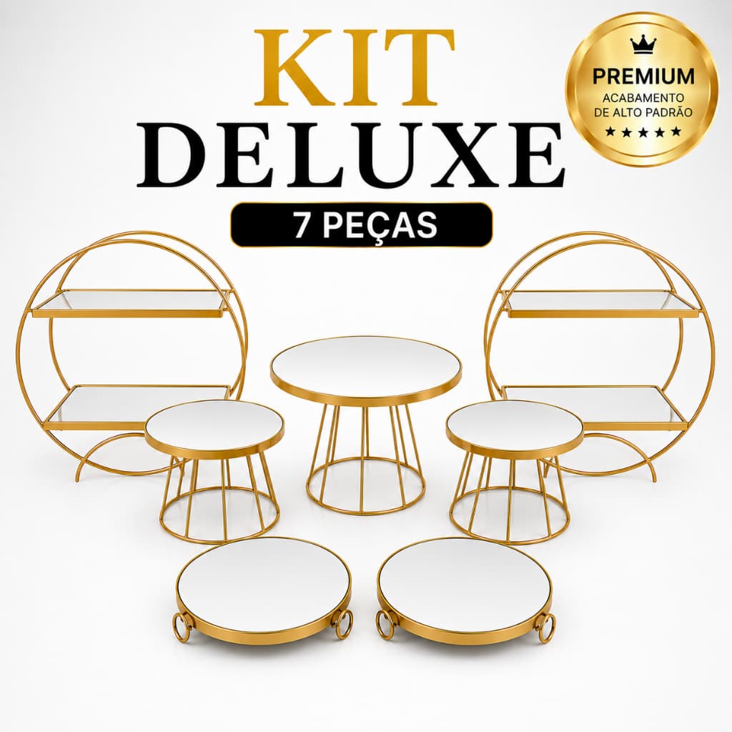 Kit Deluxe 7 Peças com Roda Gigante  Festa Decoração Luxo | Suportes para Doces | Mesa Posta | Casamento | Aniversario