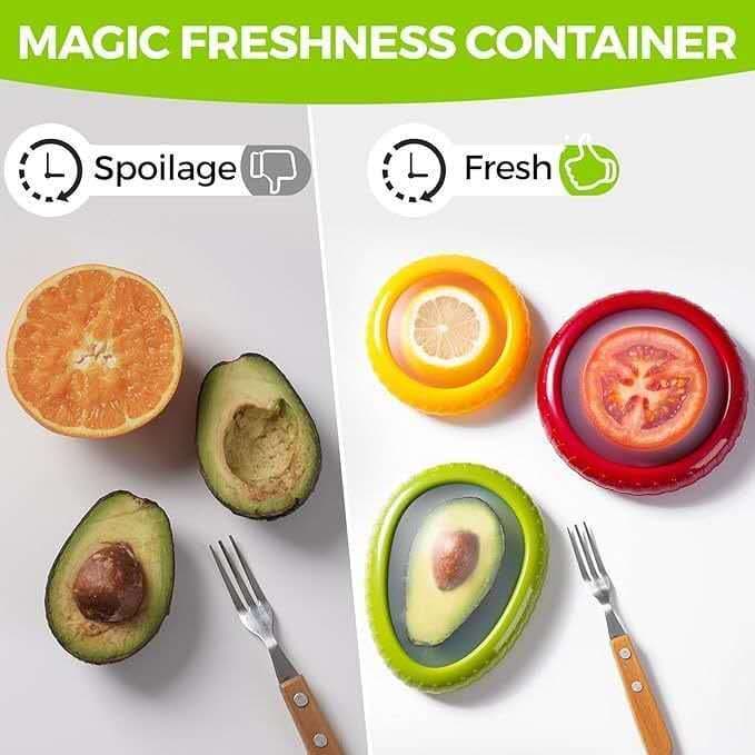 4 pcs Caixas de Silicone de Alimentos Reutilizáveis Tampas para Frutas e Legumes Pote Conserva Limão Maracuja Cebola