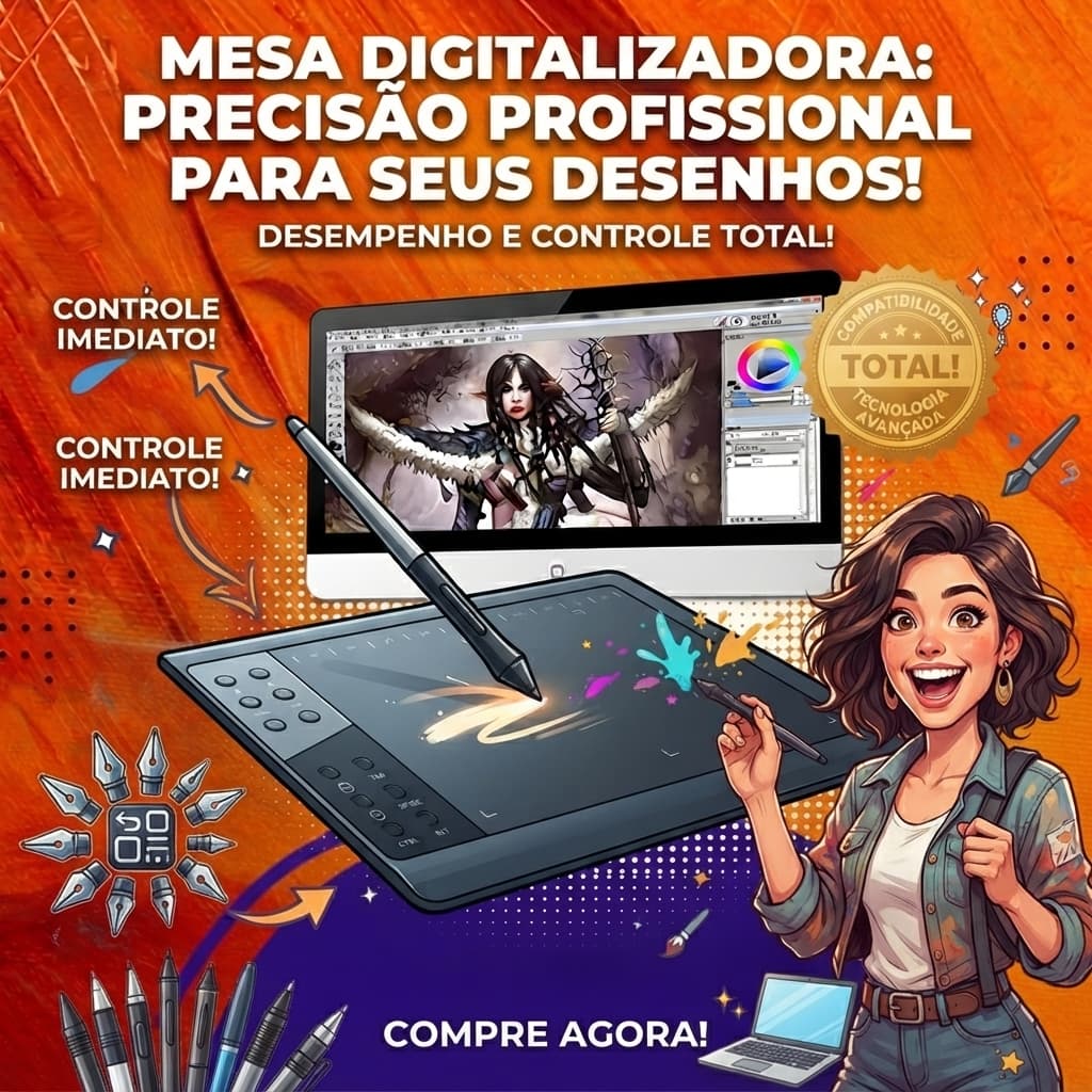 Mesa Digitalizadora Desenho Profissional Grande 36x24cm 5080LPI 266PPS