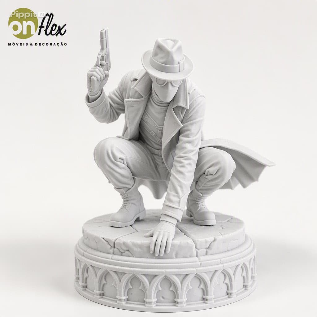 Estátua Decorativa Herói Noir Detalhada - Impressão 3D Premium PLA