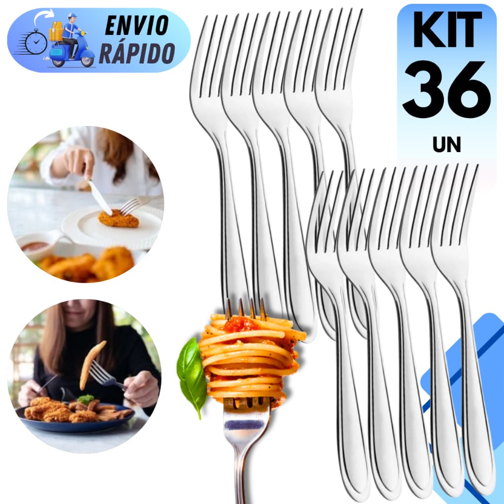 CONJUNTO GARFOS EM AÇO INOX PROFISSIONAL JOGO DE TALHERES PARA CASA COZINHA E RESTAURANTE USO DIÁRIO