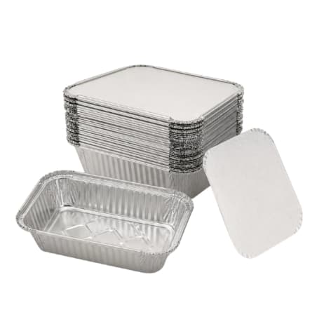 Kit O4 Bandeja Marmita Retangular Aluminio 1500ml Com Tampa Marmitinha para Bolo Comida