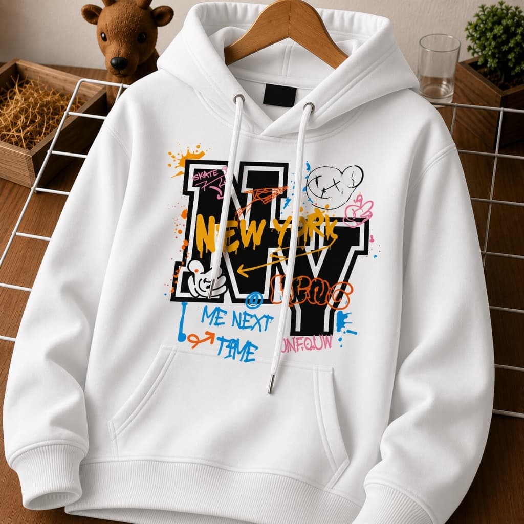 Moletom Masculino feminino Infantil Estampado Casaco Gorro Bolso Criança frio outono escola