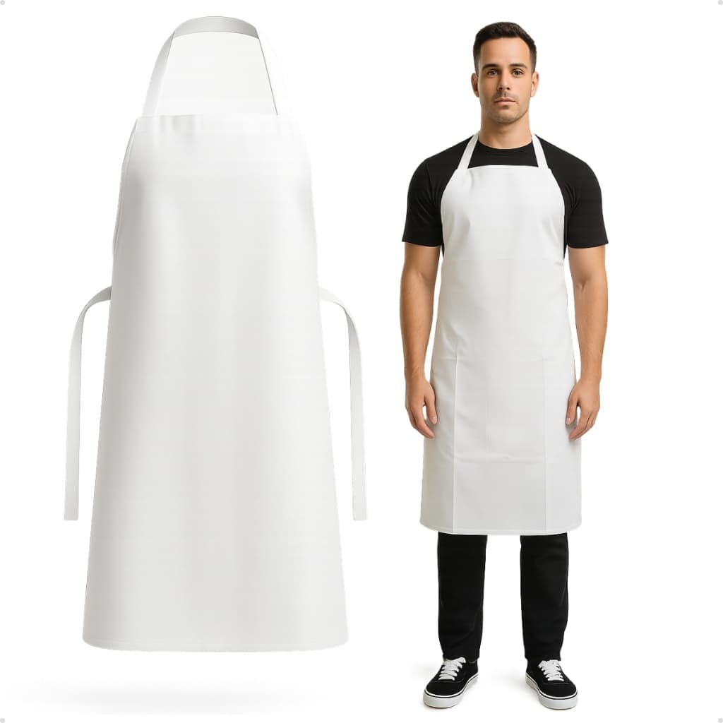 Avental Impermeável Emborrachado Grande Branco Cozinha